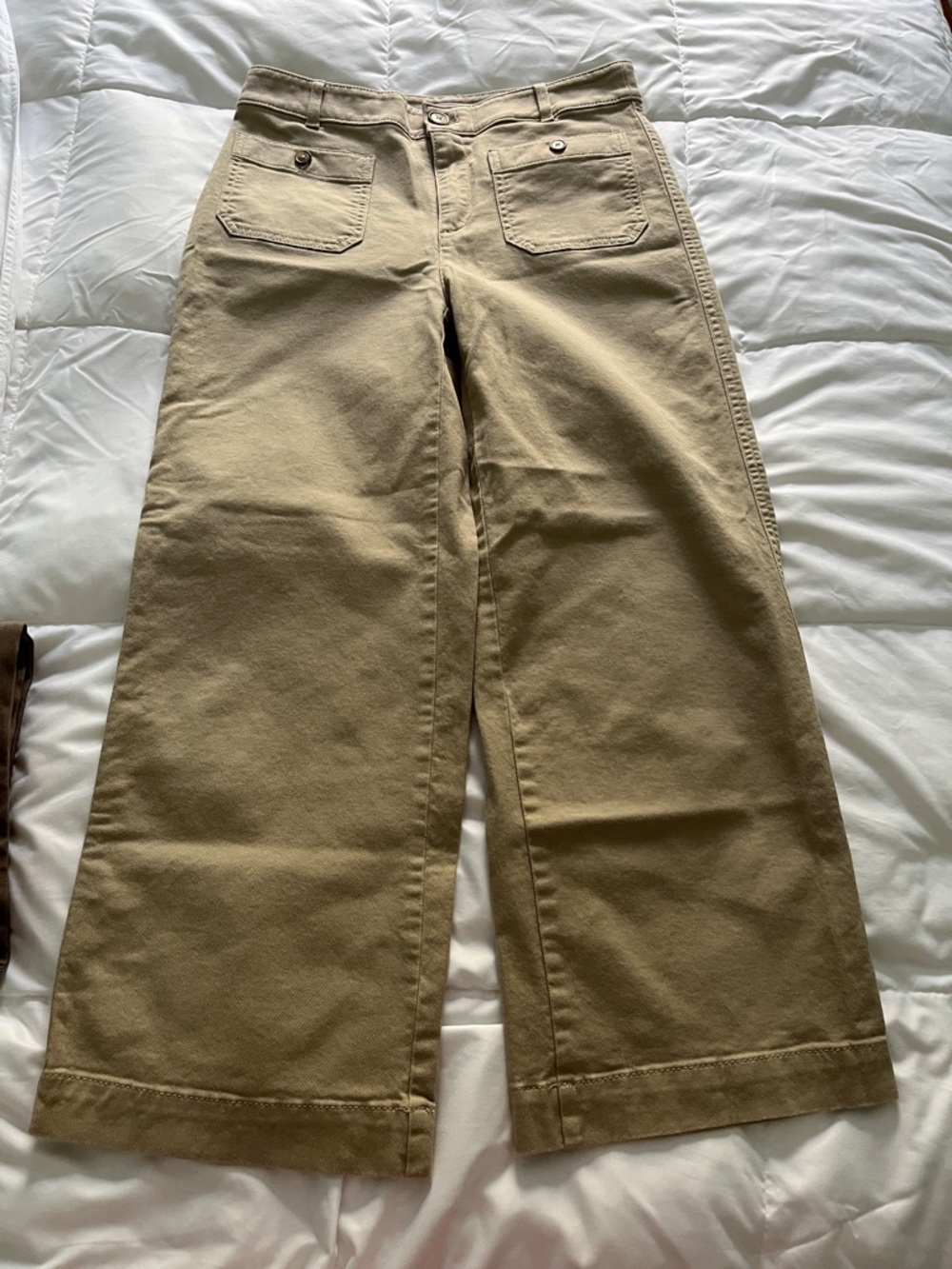 LOFT Beige/Tan High-Rise Wide Leg Pants